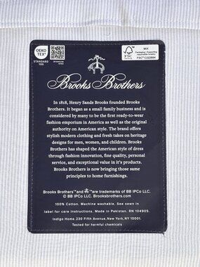 Brooks Brothers King Size Cotton Sheet Set LIGHT BLUE OXFORD PINSTRIPE
